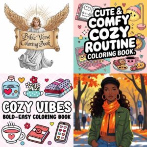 bible coloring pages & black girl coloring book 200 pages cozy vibes & cute comfy routine | bold easy designs for kids ages 3 10 | christian, diversity activity